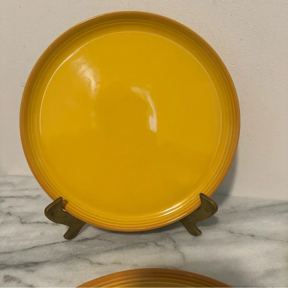 Set of Three le Creuset Yellow lunch Plates NEW NWT